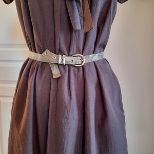 Mango Silver Metallic Belt Size Small